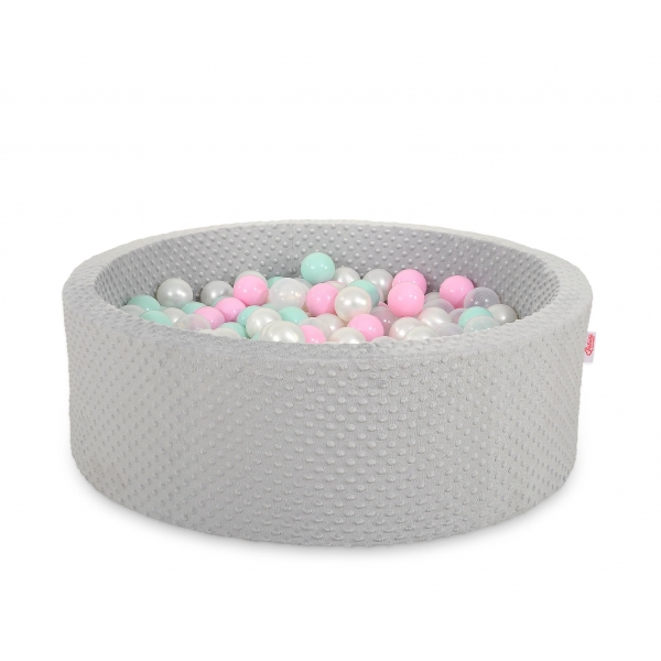Bällebad aus Minkystoff Höhe 30 cm mit Bällen 200st- grau