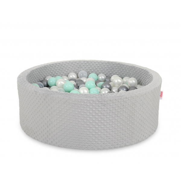 Bällebad aus Minkystoff Höhe 30 cm mit Bällen 200st- grau
