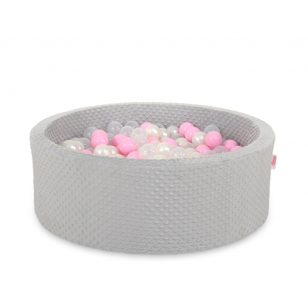 Bällebad aus Minkystoff Höhe 30 cm mit Bällen 200st- grau