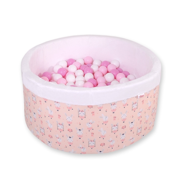Bällebad aus Minkystoff mit Bällen 200st - Ballerinen rosa