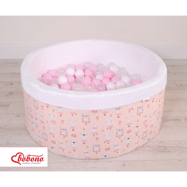 Bällebad aus Minkystoff mit Bällen 200st - Ballerinen rosa