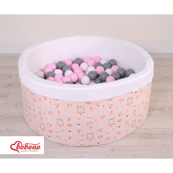 Bällebad aus Minkystoff mit Bällen 200st - Ballerinen rosa