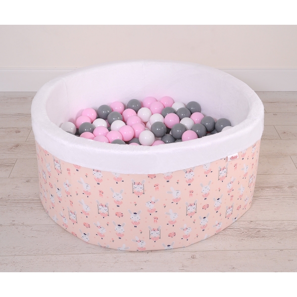 Bällebad aus Minkystoff mit Bällen 200st - Ballerinen rosa