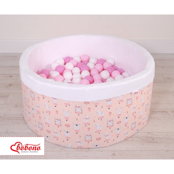 Bällebad aus Minkystoff mit Bällen 200st - Ballerinen rosa