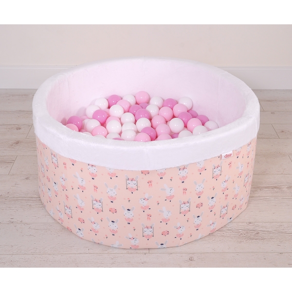 Bällebad aus Minkystoff mit Bällen 200st - Ballerinen rosa