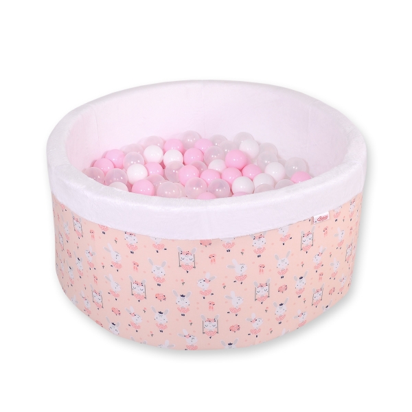 Bällebad aus Minkystoff mit Bällen 200st - Ballerinen rosa