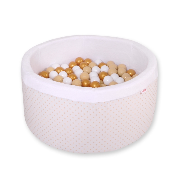 Bällebad aus Minkystoff mit Bällen 200st - goldene Sternchen