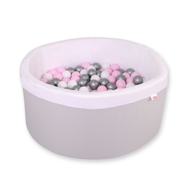 Bällebad aus Minkystoff mit Bällen 200st - grau