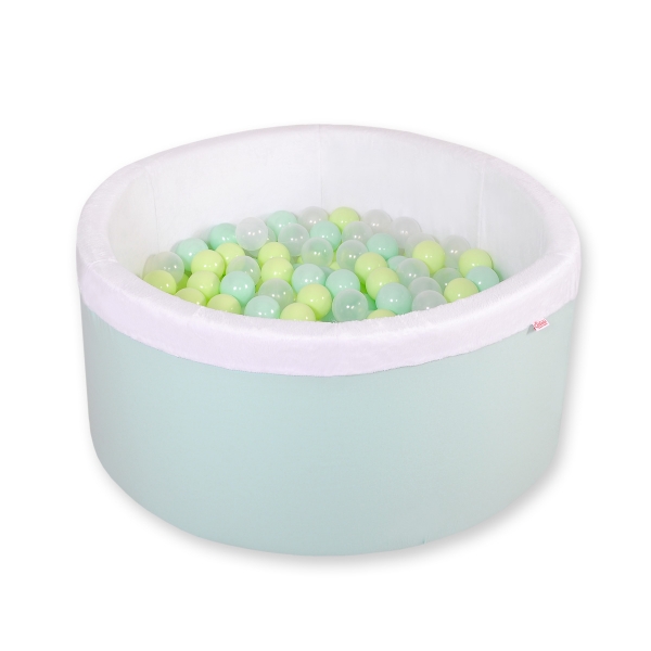 Bällebad aus Minkystoff mit Bällen 200st - minze