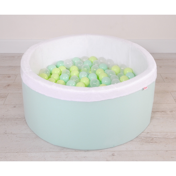 Bällebad aus Minkystoff mit Bällen 200st - minze