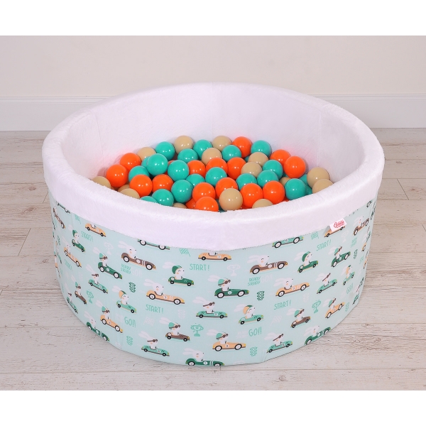 Bällebad aus Minkystoff mit Bällen 200st - minze Hazen