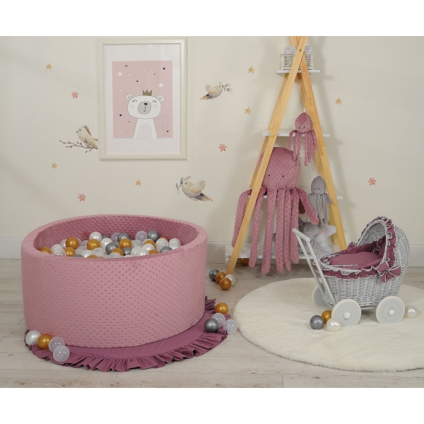Bällebad aus Minkystoff mit Bällen 200st- pastellviolett
