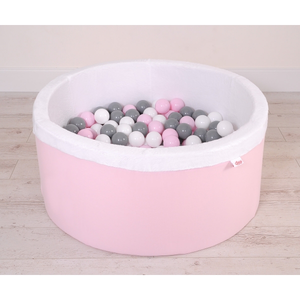 Bällebad aus Minkystoff mit Bällen 200st - rosa