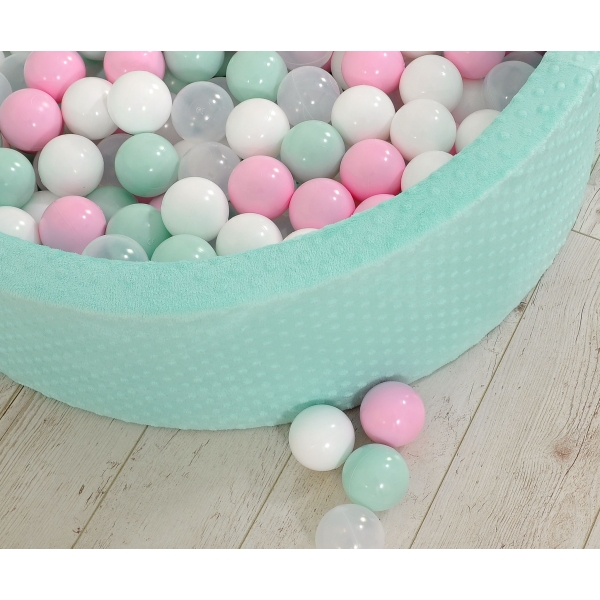 Bällebad für Baby aus Minkystoff Höhe 30 cm mit Bällen 200st- minze