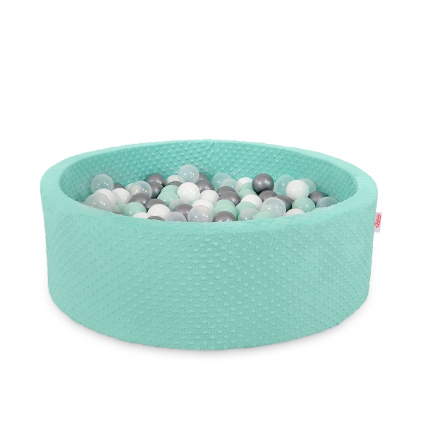 Bällebad für Baby aus Minkystoff Höhe 30 cm mit Bällen 200st- minze