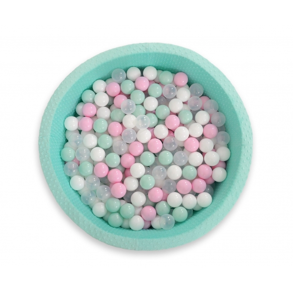 Bällebad für Baby aus Minkystoff Höhe 30 cm mit Bällen 200st- minze