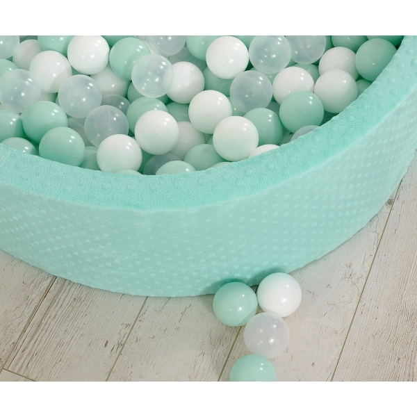 Bällebad für Baby aus Minkystoff Höhe 30 cm mit Bällen 200st- minze