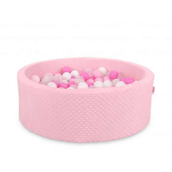Bällebad für Baby Höhe 30 cm aus Minkystoffmit Bällen 200st- rosa