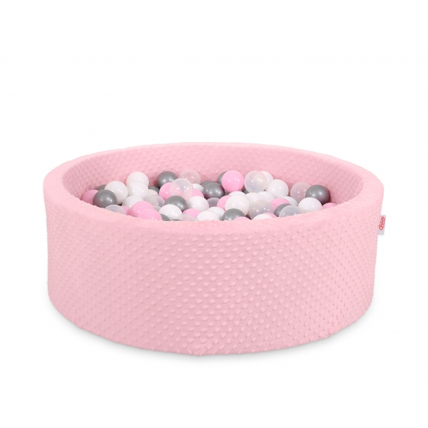 Bällebad für Baby Höhe 30 cm aus Minkystoffmit Bällen 200st- rosa