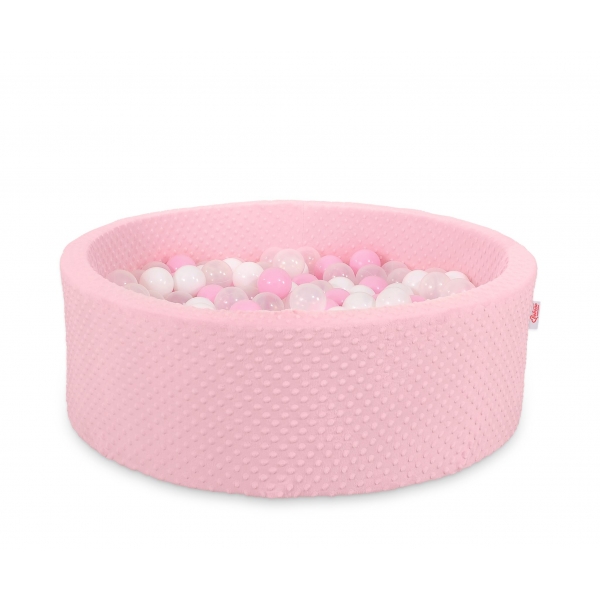 Bällebad für Baby Höhe 30 cm aus Minkystoffmit Bällen 200st- rosa