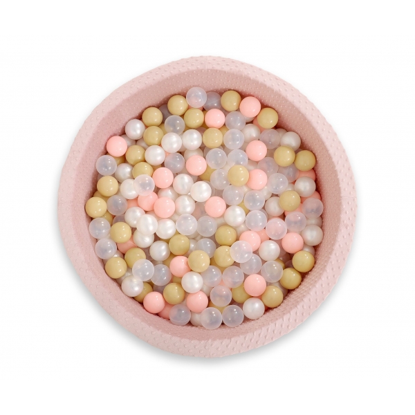 Bällebad für Baby Höhe 30 cm Minkystoff mit Bällen 200st- blush