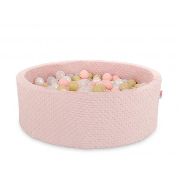 Bällebad für Baby Höhe 30 cm Minkystoff mit Bällen 200st- blush