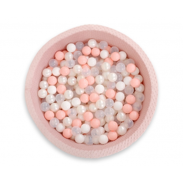 Bällebad für Baby Höhe 30 cm Minkystoff mit Bällen 200st- blush