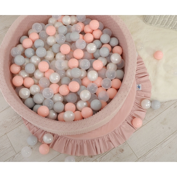 Bällebad für Baby Höhe 30 cm Minkystoff mit Bällen 200st- blush