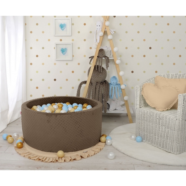 Bällebad für Babys 90 x 40 cm Minky mit Bällen 200st- Schokoladen