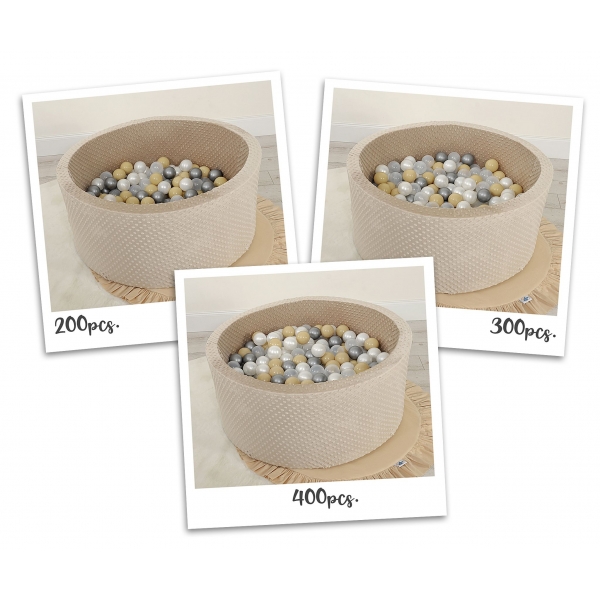 Bällebad für Babys 90 x 40 cm Minky mit Bällen 300st - beige
