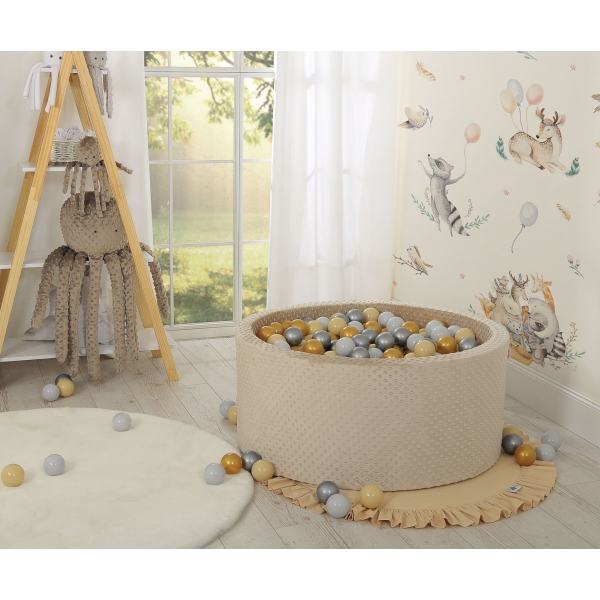 Bällebad für Babys 90 x 40 cm Minky mit Bällen 300st - beige