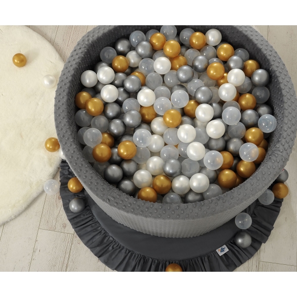 Bällebad für Babys 90 x 40 cm Minky mit Bällen 300st - dunkelgrau