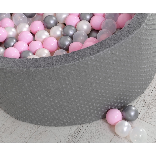 Bällebad für Babys 90 x 40 cm Minky mit Bällen 300st - dunkelgrau