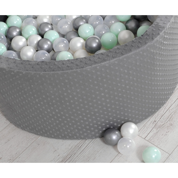 Bällebad für Babys 90 x 40 cm Minky mit Bällen 300st - dunkelgrau