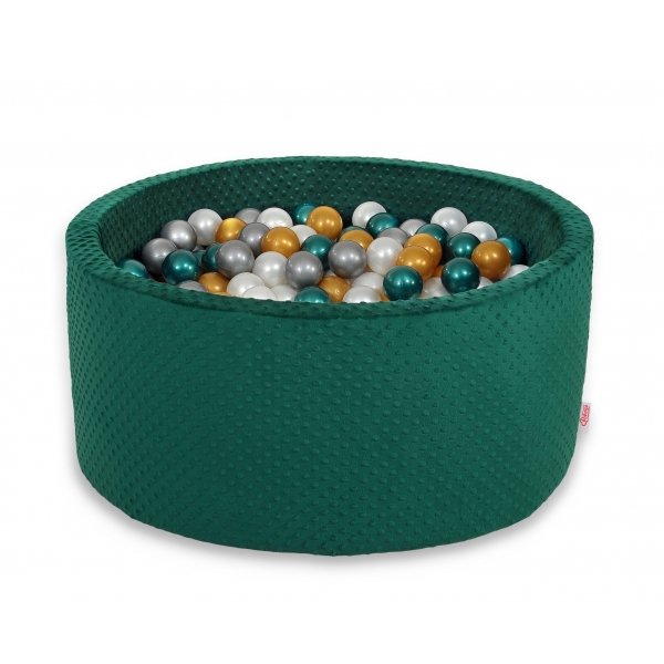 Bällebad für Babys 90 x 40 cm Minky mit Bällen 300st - flaschengrün