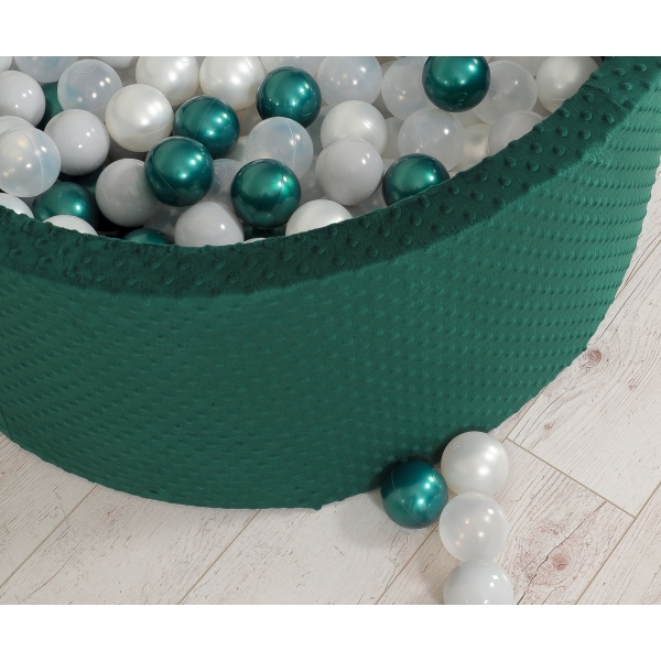 Bällebad für Babys 90 x 40 cm Minky mit Bällen 300st - flaschengrün