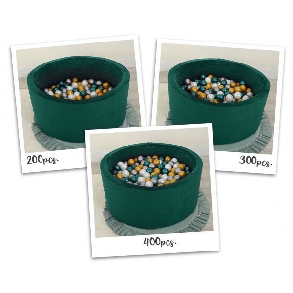 Bällebad für Babys 90 x 40 cm Minky mit Bällen 300st - flaschengrün