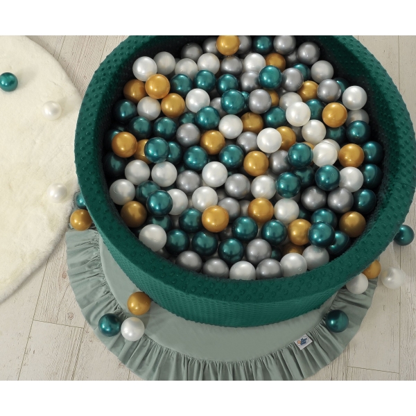 Bällebad für Babys 90 x 40 cm Minky mit Bällen 300st - flaschengrün