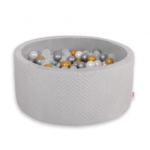 Bällebad für Babys 90 x 40 cm Minky mit Bällen 300st - grau