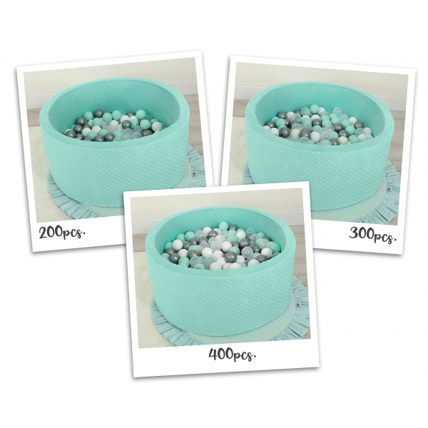 Bällebad für Babys 90 x 40 cm Minky mit Bällen 300st - minze