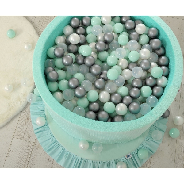 Bällebad für Babys 90 x 40 cm Minky mit Bällen 300st - minze