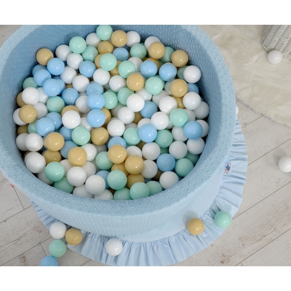 Bällebad für Babys 90 x 40 cm Minky mit Bällen 300st - misty blue