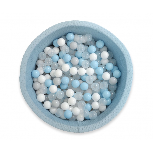 Bällebad für Babys 90 x 40 cm Minky mit Bällen 300st - misty blue