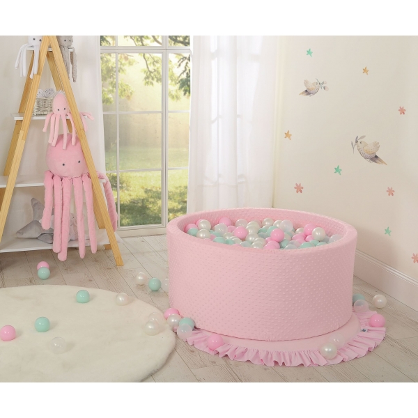 Bällebad für Babys 90 x 40 cm Minky mit Bällen 300st - rosa