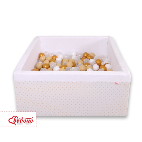 Bällebad minky mit Bällen 200st - goldene Sternchen