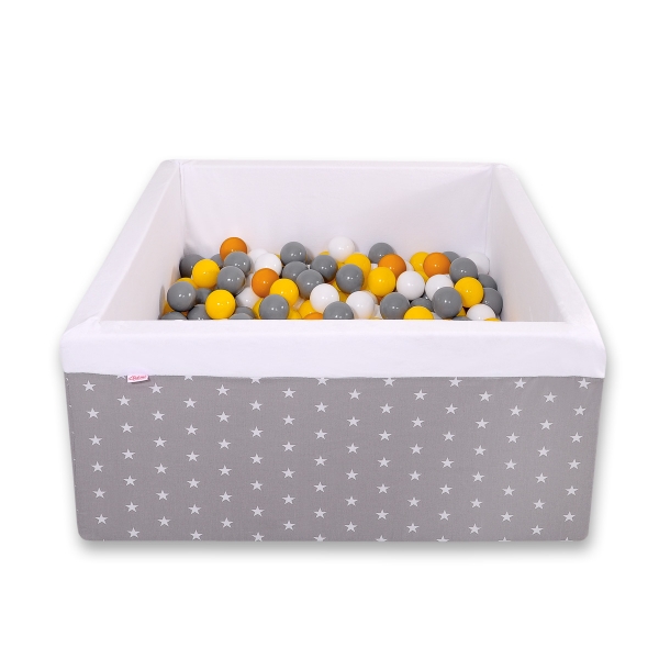 Bällebad minky mit Bällen 200st - graue Sternchen