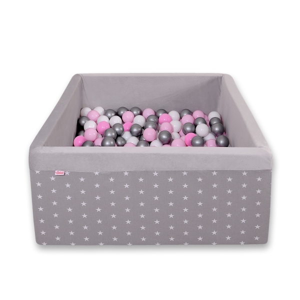 Bällebad minky mit Bällen 200st - graue Sternchen