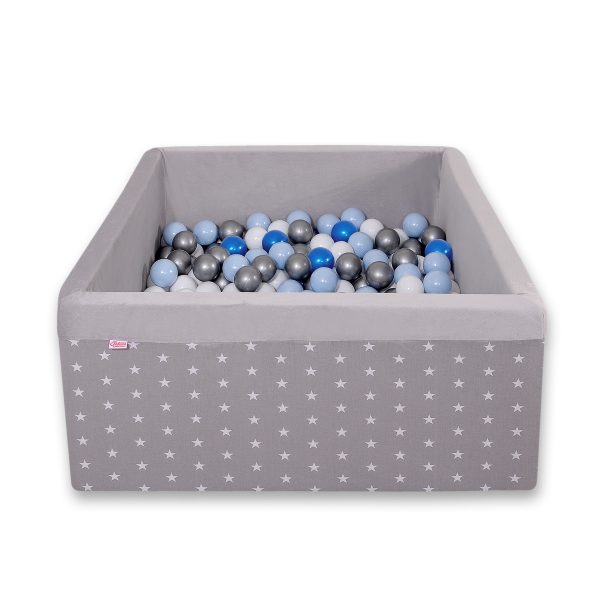 Bällebad minky mit Bällen 200st - graue Sternchen
