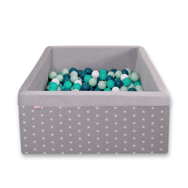 Bällebad minky mit Bällen 200st - graue Sternchen
