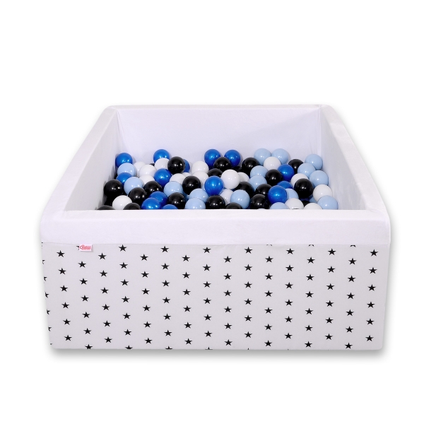 Bällebad minky mit Bällen 200st - schwarze Sternchen